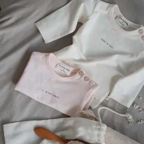 1+ IN THE FAMILY SASHA NEWBORN 2 TSHIRT SET ORGANIC PLAIN JERSEY BLUSH (SHIRT)