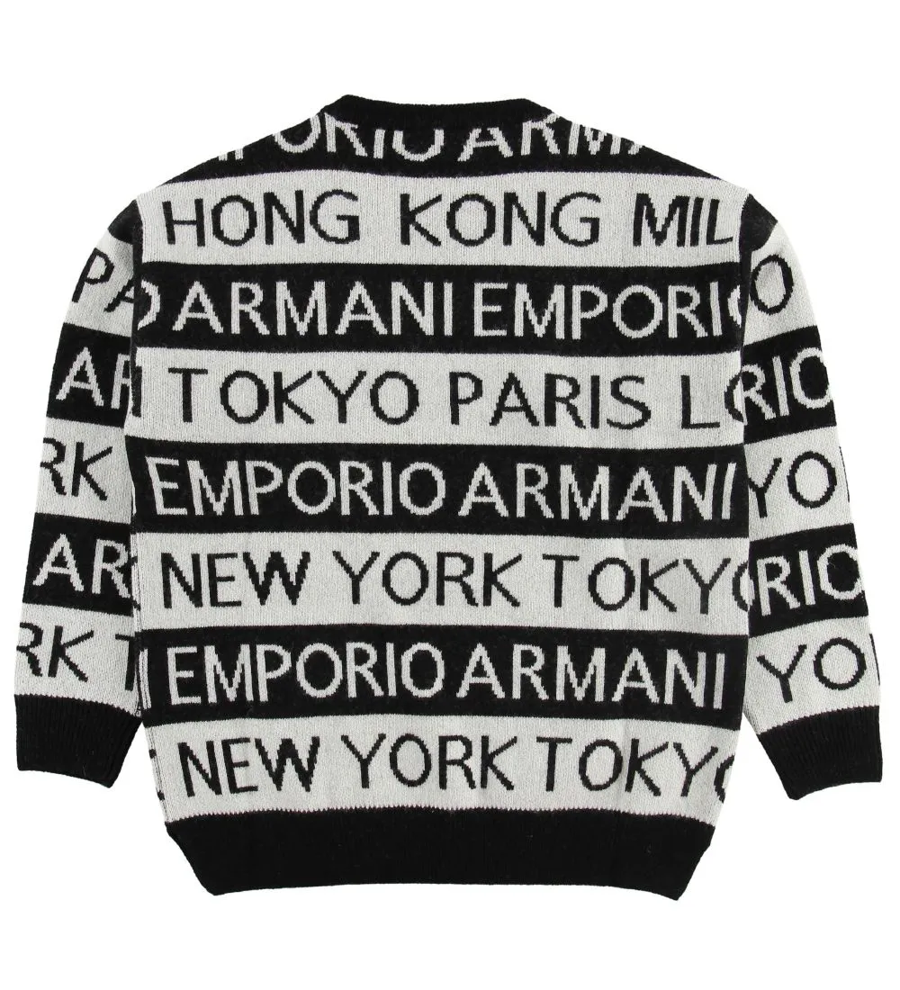 EMPORIO ARMANI BLOUSE  WOL  ZWART/WIT GESTREEPT