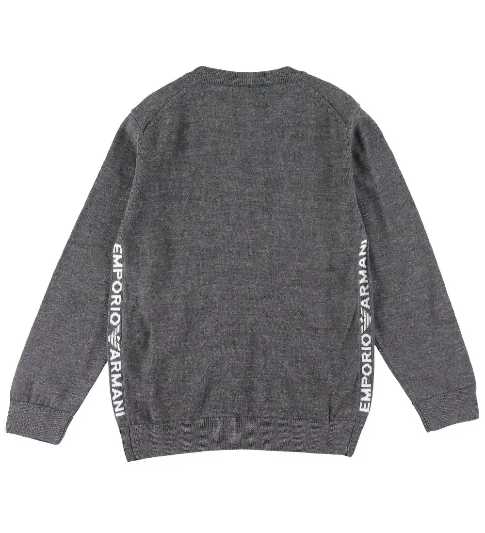 EMPORIO ARMANI BLOUSE  WOL/ACRYL  GRIJS GEVLEKT M. WIT