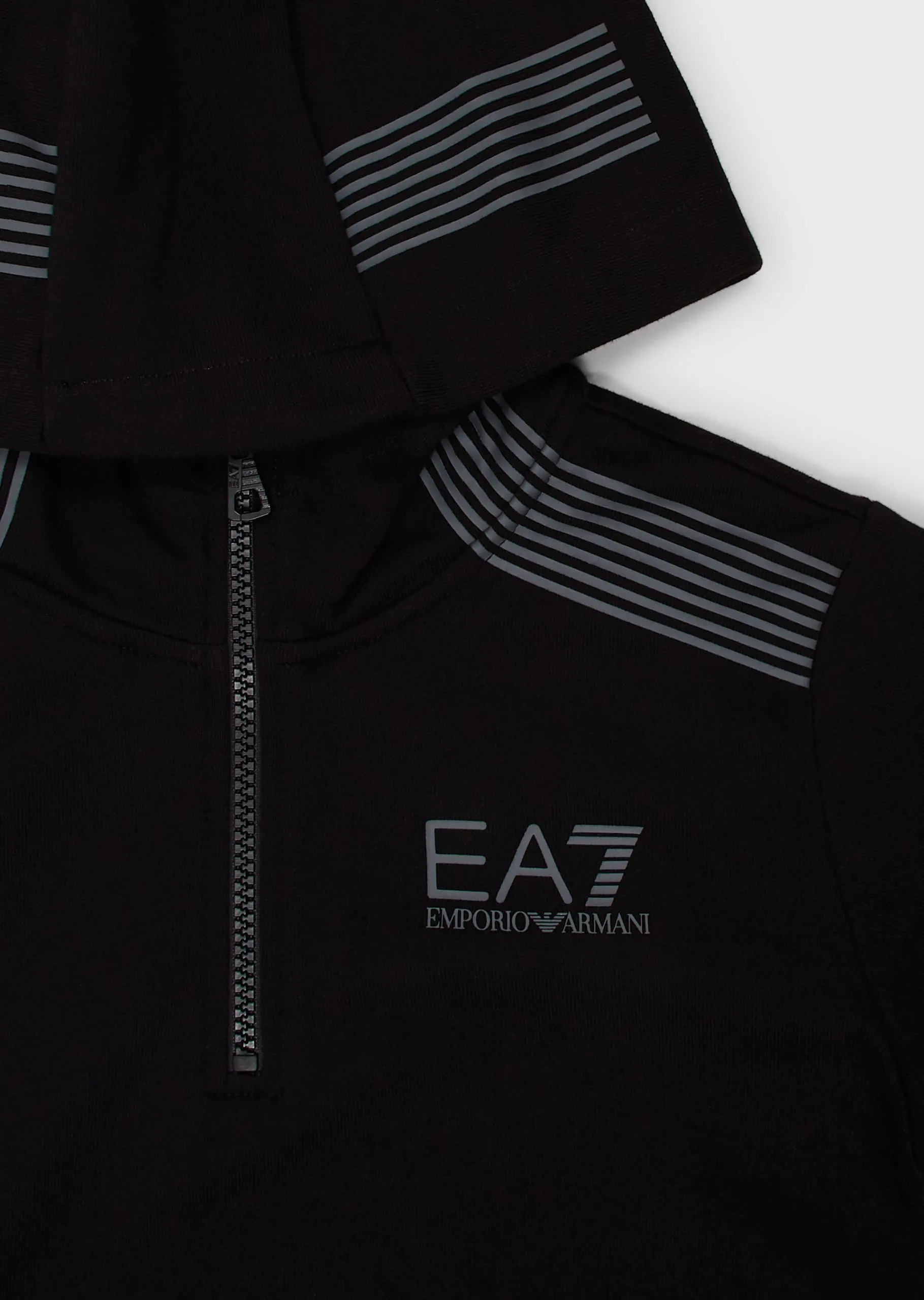 Emporio Armani EA7 Hooded stretch cotton sweatshirt Black