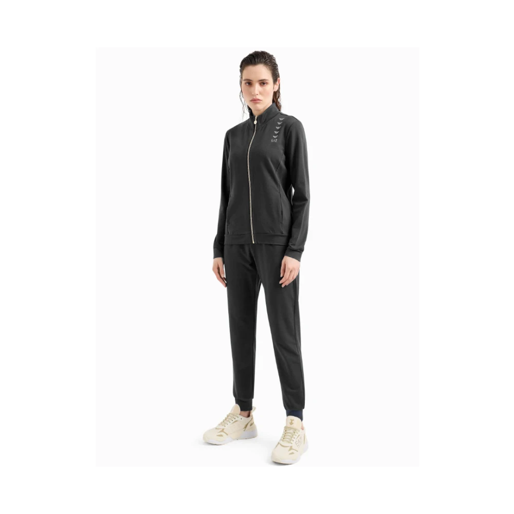 Emporio Armani EA7 Zwart Organisch Katoenen Jogger Set Black Dames