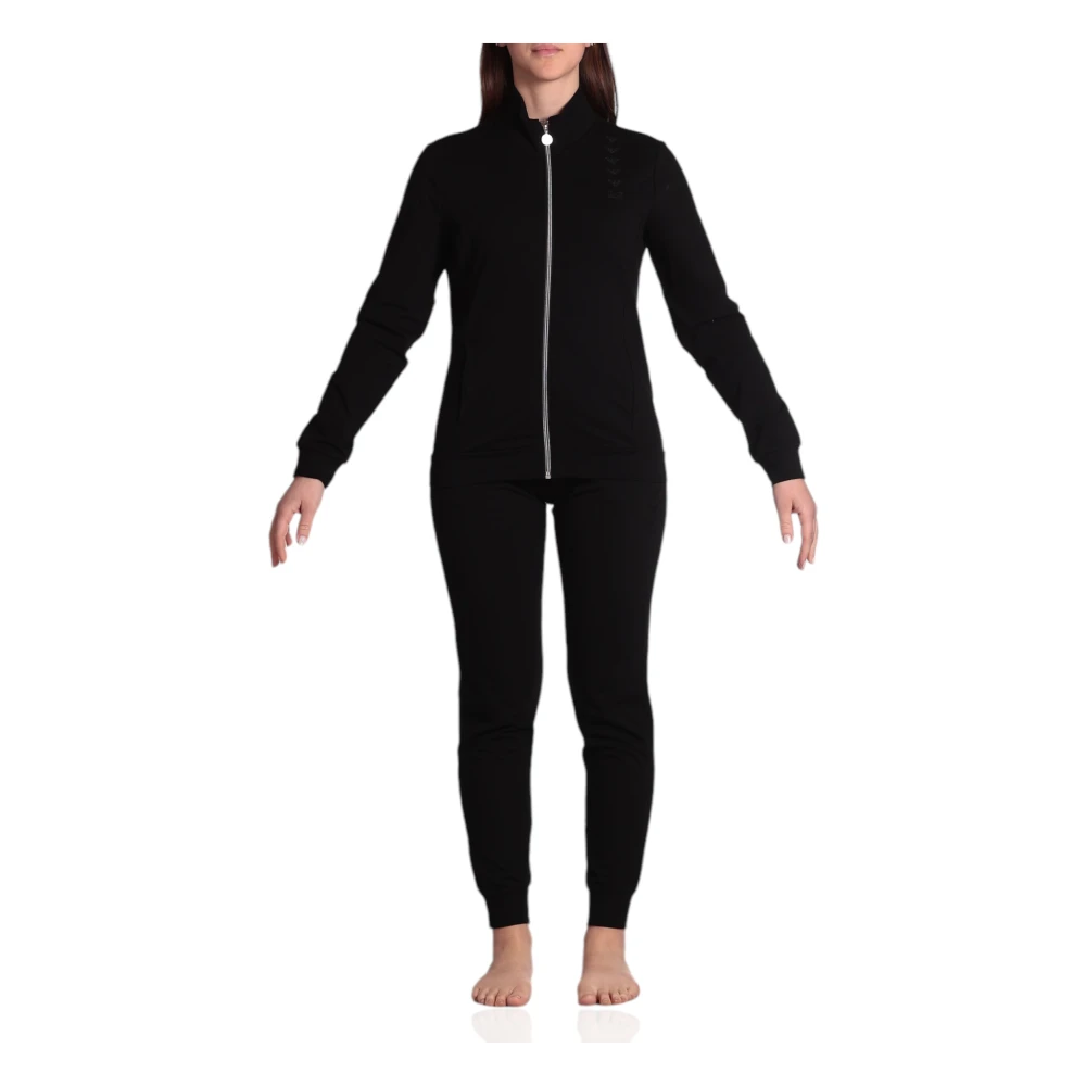 Emporio Armani EA7 Zwart Organisch Katoenen Jogger Set Black Dames