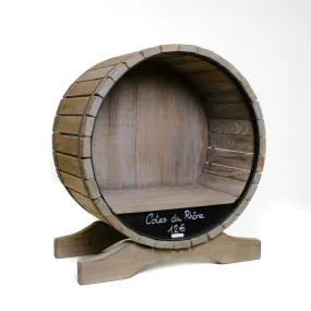 Flessendisplay vat hout met krijtbord Ø50x31x55cm