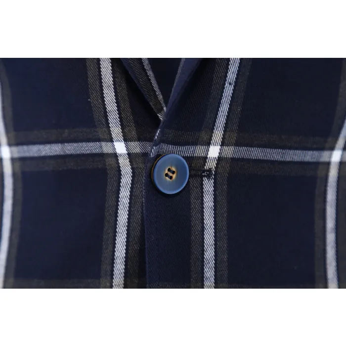 Henk ter Horst colbert met opvallende Engelse ruit Donkerblauw