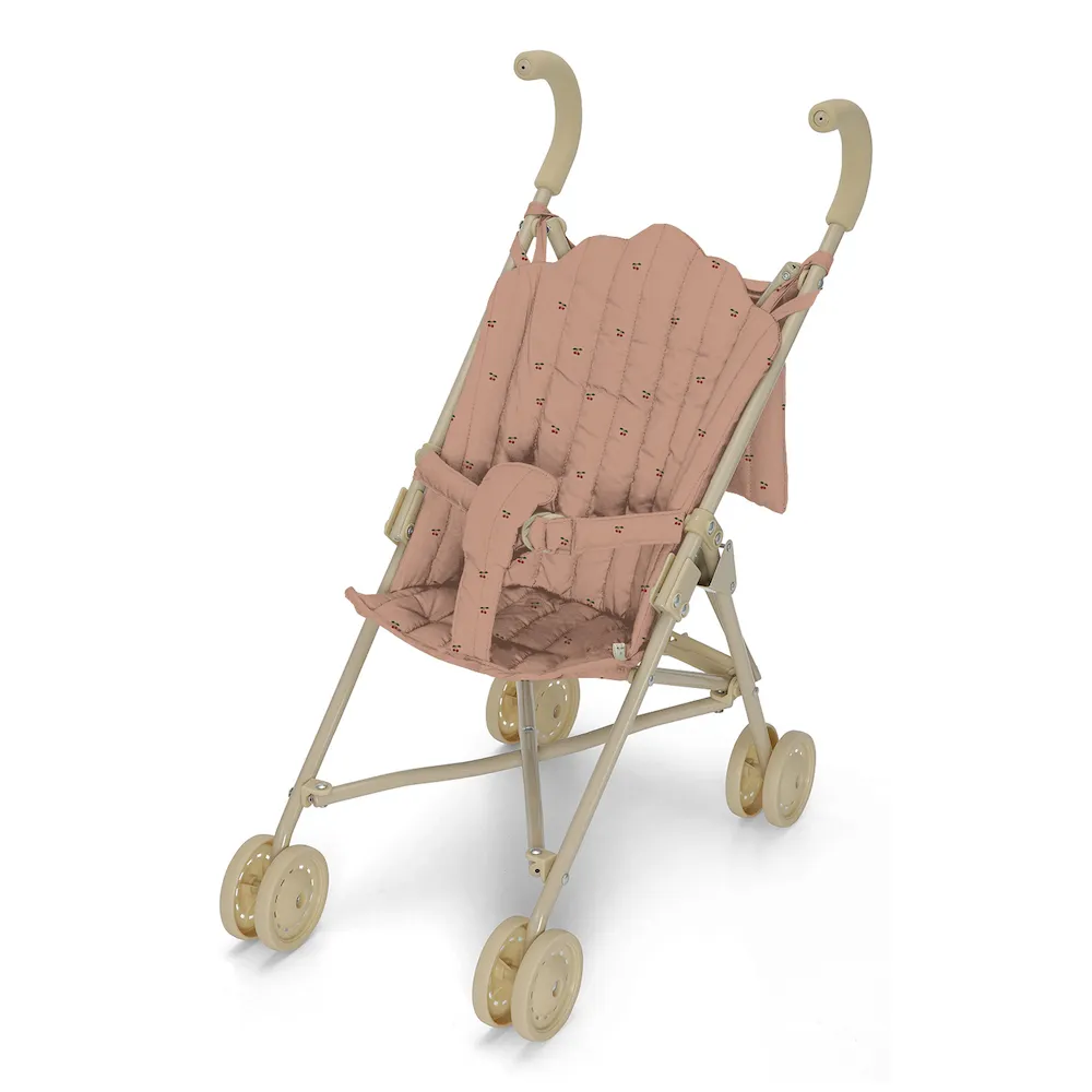 KONGES SLOJD / SLOEJD DOLL STROLLER CHERRY BLUSH POPPENBUGGY KINDERWAGEN VOOR DE POP ROZE MET KERSJES